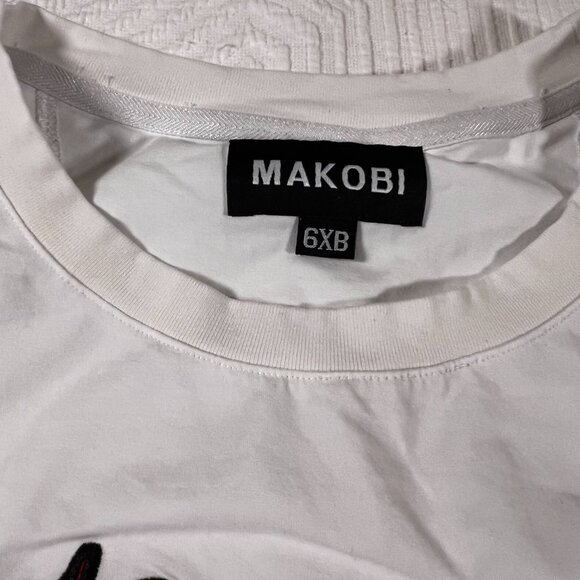 Makobi M370 Crewneck T-Shirt Men's 6XB White No Culture Vultures Patch GUC - Picture 3 of 6